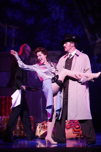 Mamie Parris as Judy Bernly and Joseph Mahowald as FranklinHart, Jr. in 9 to 5: The Musical.