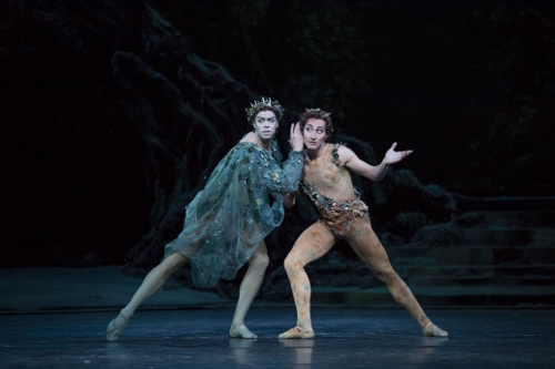 The Royal Ballet's Matthew Golding as Oberon and Valentino Zucchetti as Puck in Frederick Ashton's 'The Dream.'
