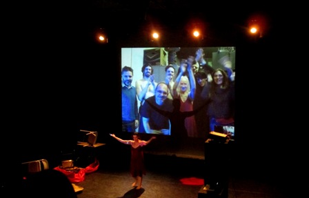 Silvana Cardell in Philadelphia along with Buenos Aries cast & crew via Skype<br>taking bows.