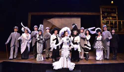 Eliza Doolittle (Kimberly Doreen Burns), center, joins high society for the races at Ascot in Beef & Boards Dinner Theatre’s production of My Fair Lady, now on stage through May 14. The Tony Award winning musical is returning to the Beef & Boards stage after a 20-year hiatus.