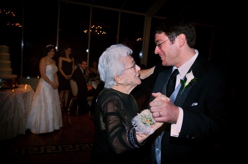 Robert dances with his grandmother, Gert